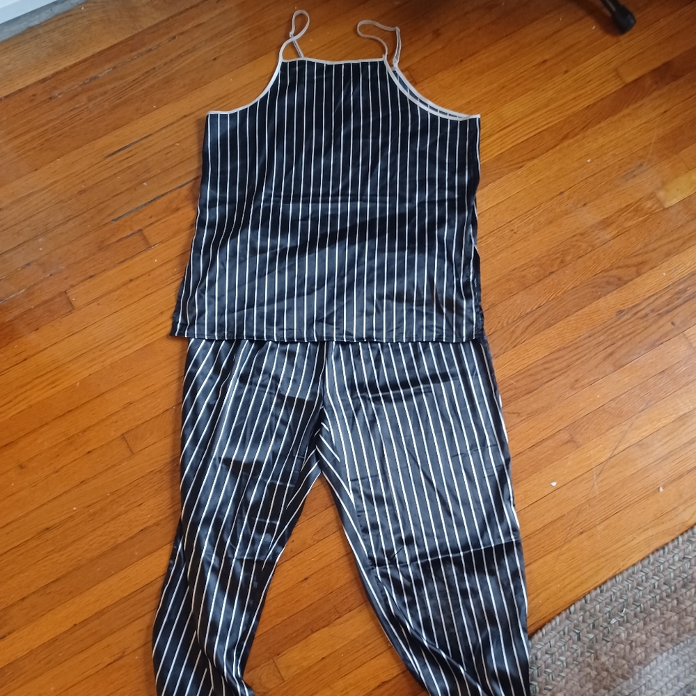Black and White Striped Pajama Set